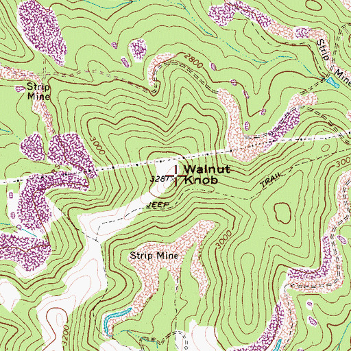Topographic Map of Walnut Knob, WV