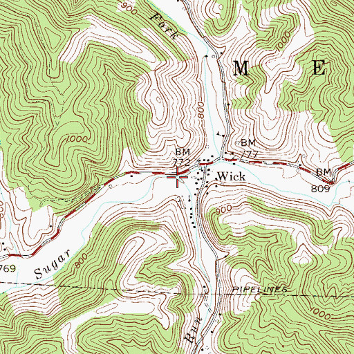 Topographic Map of Walnut Run, WV