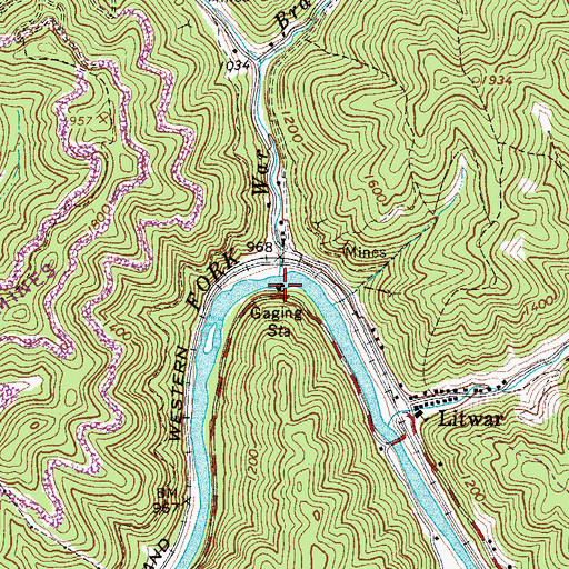 Topographic Map of War Branch, WV