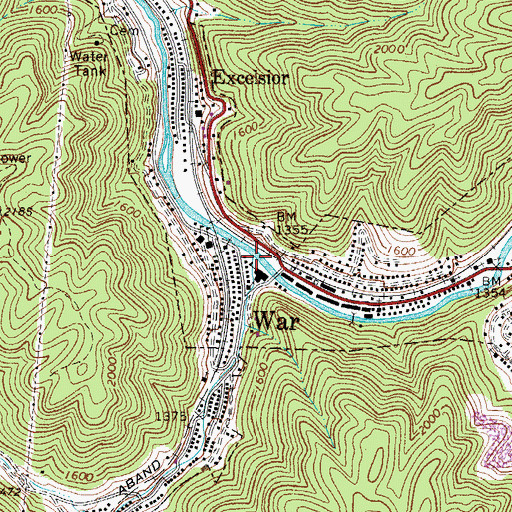 Topographic Map of War Creek, WV