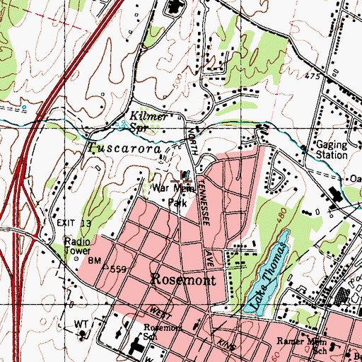 Topographic Map of War Memorial Park, WV