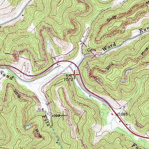 Topographic Map of Ward Run, WV