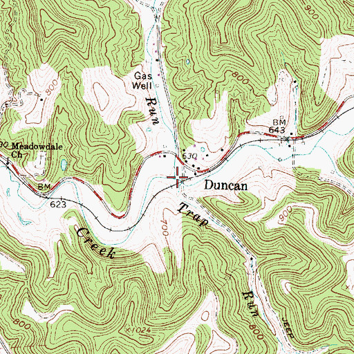 Topographic Map of Warfield Run, WV