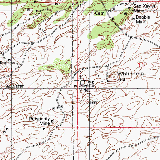 Topographic Map of Olivette Mine, AZ