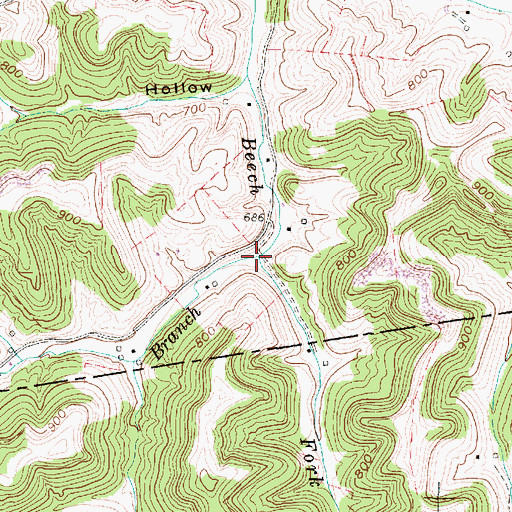 Topographic Map of Warner Branch, WV
