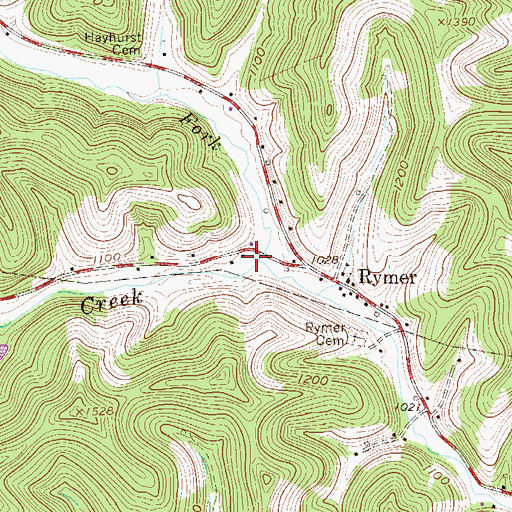 Topographic Map of Warrior Fork, WV