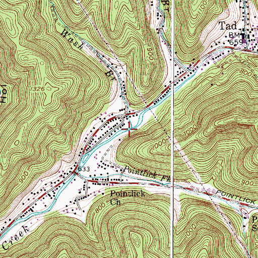 Topographic Map of Wash Branch, WV