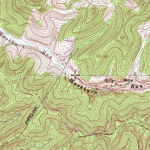Topographic Map of Washburn Run, WV