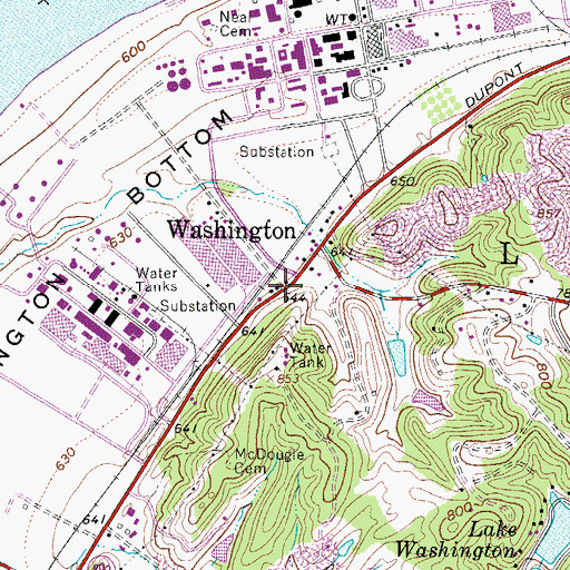 Topographic Map of Washington, WV