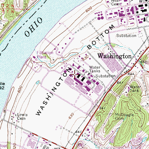 Topographic Map of Washington Bottom, WV