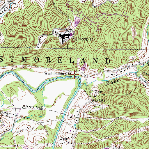 Topographic Map of Washington Church, WV