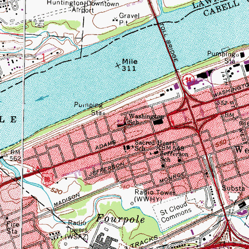 Topographic Map of Washington School (historical), WV
