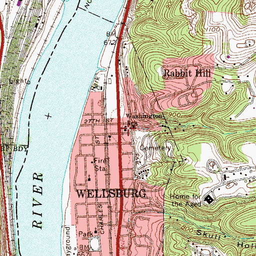 Topographic Map of Washington School (historical), WV