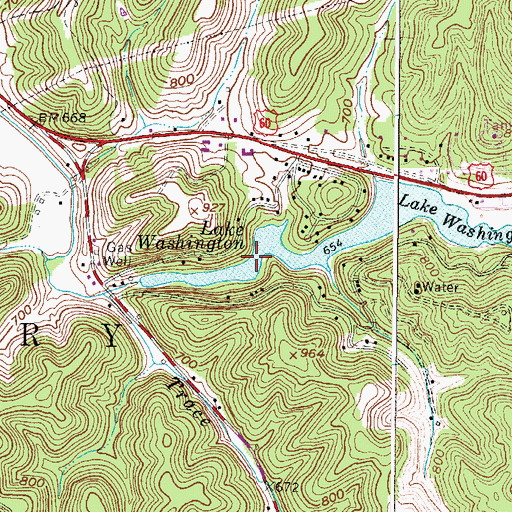 Topographic Map of Lake Washington, WV
