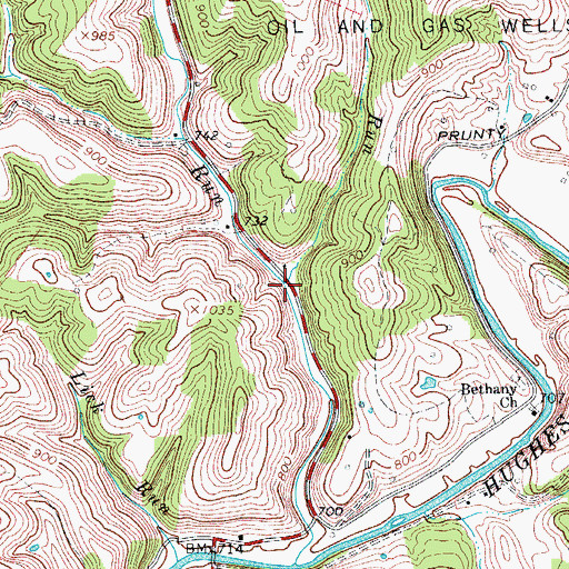 Topographic Map of Wass Run, WV