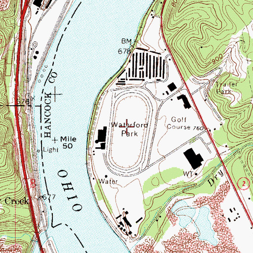 Topographic Map of Waterford Park, WV