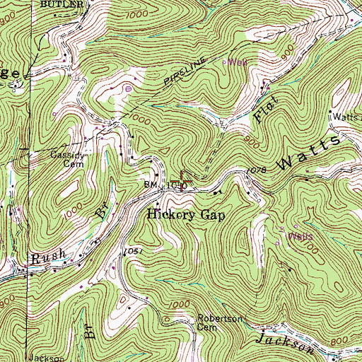 Topographic Map of Watts Ridge, WV