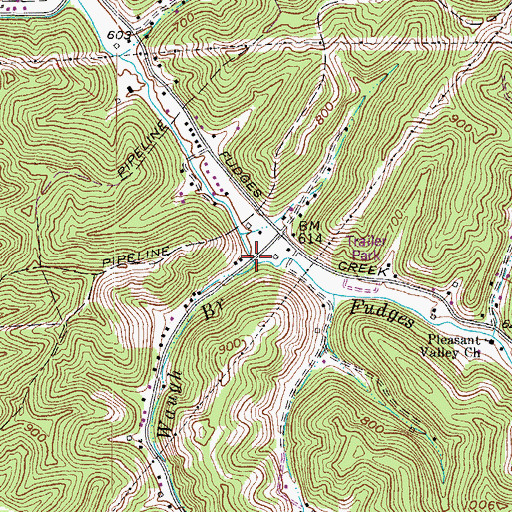 Topographic Map of Waugh Branch, WV