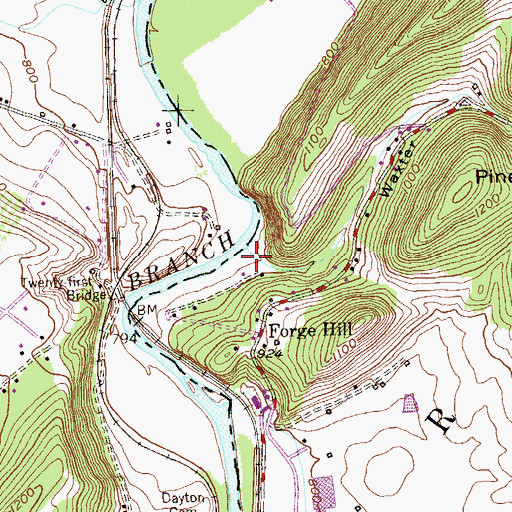 Topographic Map of Waxter Hollow, WV