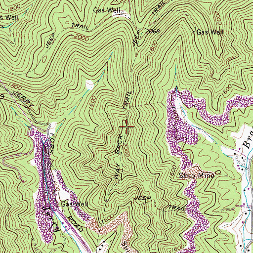 Topographic Map of Way Back Trail, WV