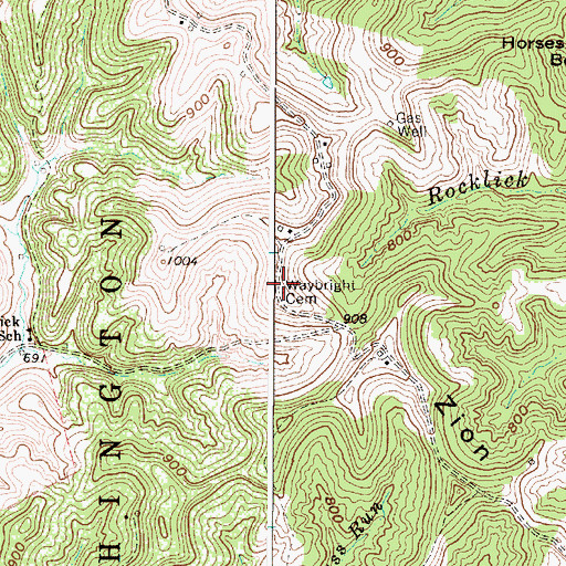 Topographic Map of Waybright Cemetery, WV