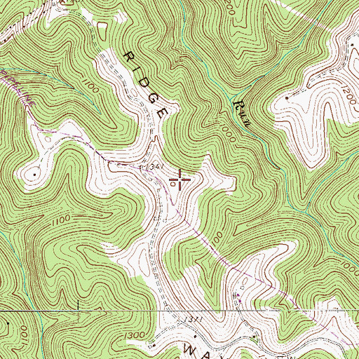 Topographic Map of Wayne Ridge, WV