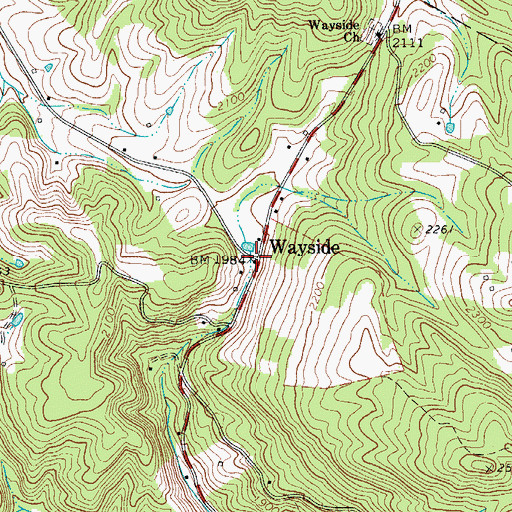 Topographic Map of Wayside, WV