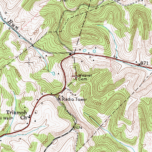 Topographic Map of Weaver Cemetery, WV