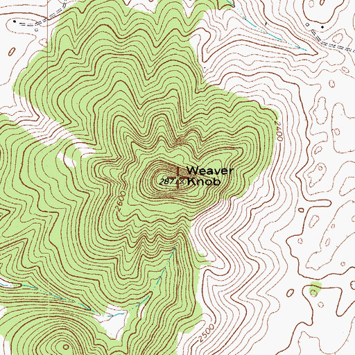 Topographic Map of Weaver Knob, WV