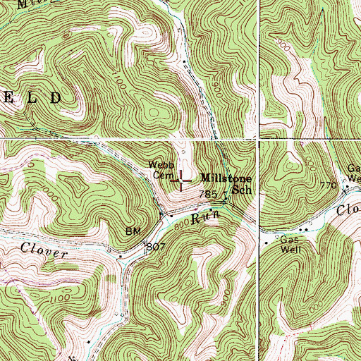 Topographic Map of Webb, WV