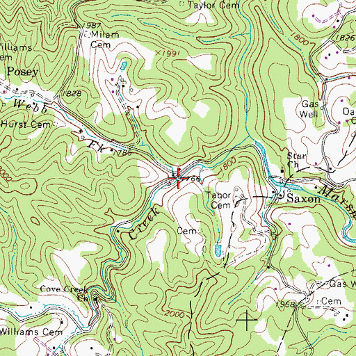 Topographic Map of Webb Fork, WV
