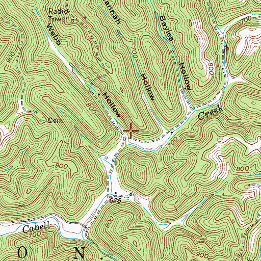Topographic Map of Webb Hollow, WV