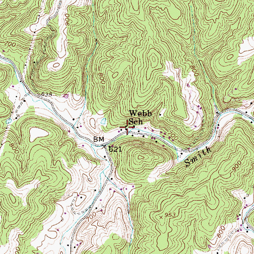 Topographic Map of Webb School (historical), WV