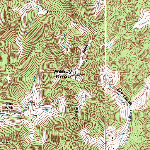 Topographic Map of Weedy Knob, WV