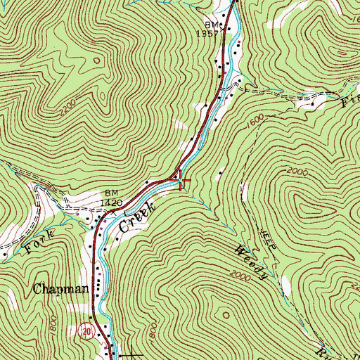 Topographic Map of Weedy Run, WV