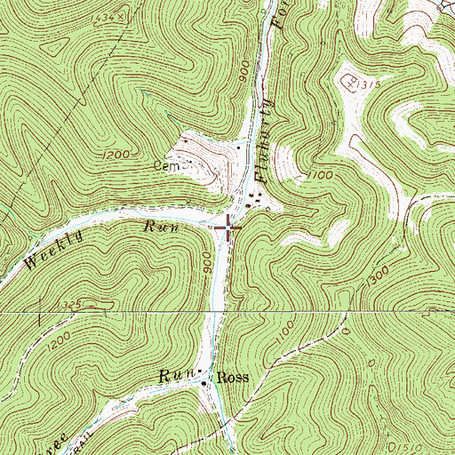 Topographic Map of Weekly Run, WV