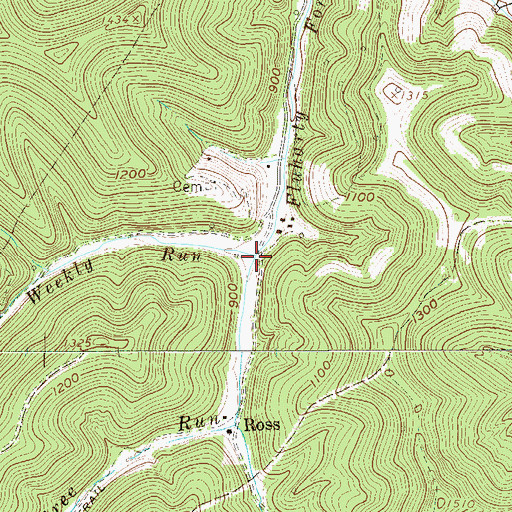 Topographic Map of Weekly Run, WV