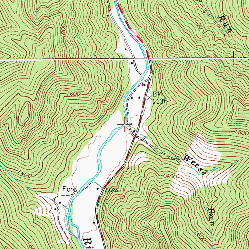 Topographic Map of Weese Run, WV