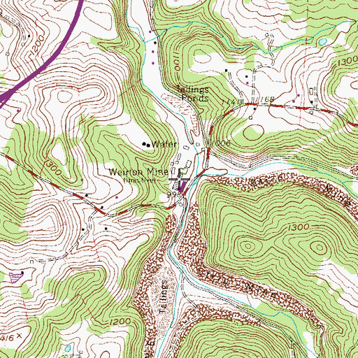 Topographic Map of Weirton Mine, WV