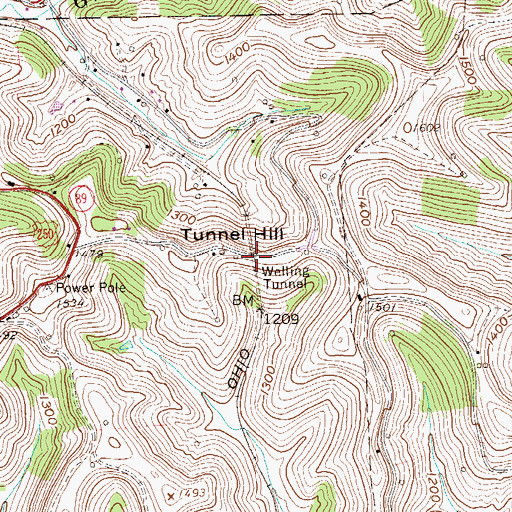 Topographic Map of Welling Tunnel, WV