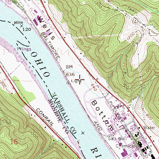 Topographic Map of Wells Bottom, WV