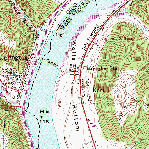 Topographic Map of Wells Bottom, WV