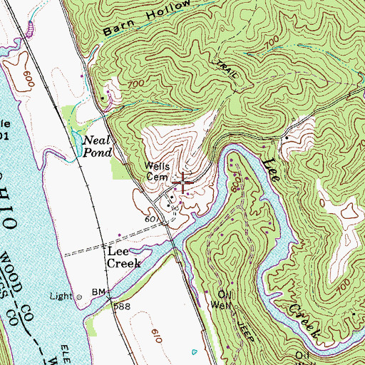 Topographic Map of Wells Cemetery, WV