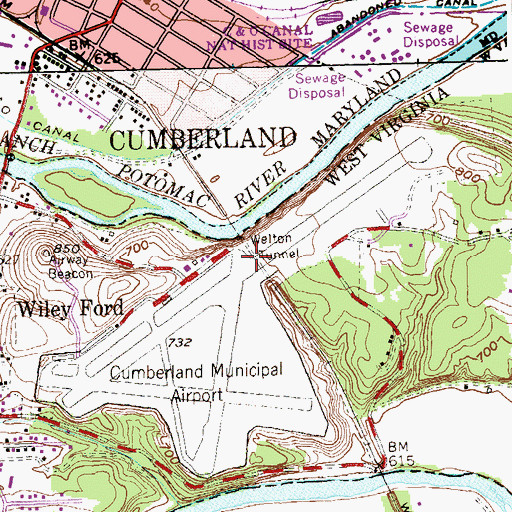 Topographic Map of Welton Tunnel, WV