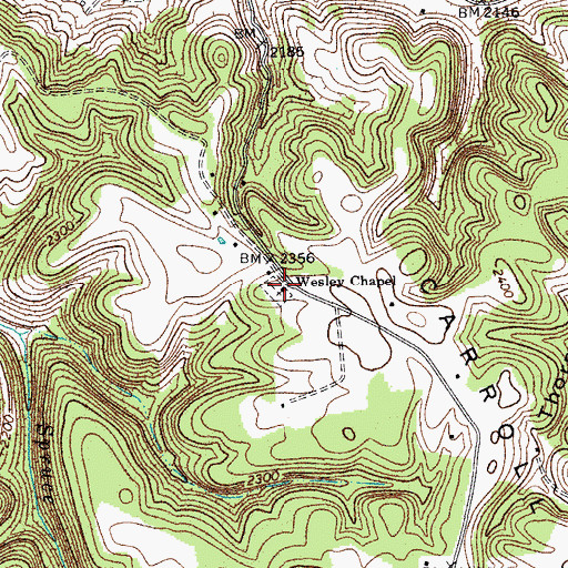 Topographic Map of Wesley Chapel, WV