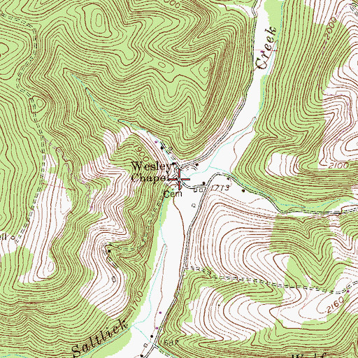 Topographic Map of Wesley Chapel, WV