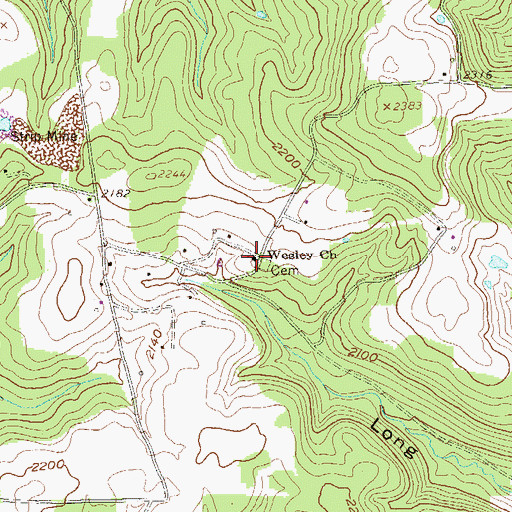 Topographic Map of Wesley Church, WV