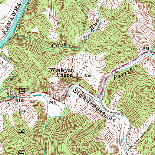 Topographic Map of Wesleyan Chapel, WV