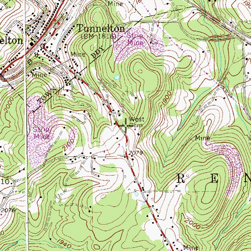 Topographic Map of West Cemetery, WV