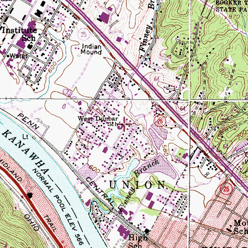 Topographic Map of West Dunbar School (historical), WV